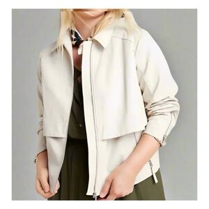 NWOT Anthropologie Anorok Faux Leather Vegan Jacket in Off White  Size XS